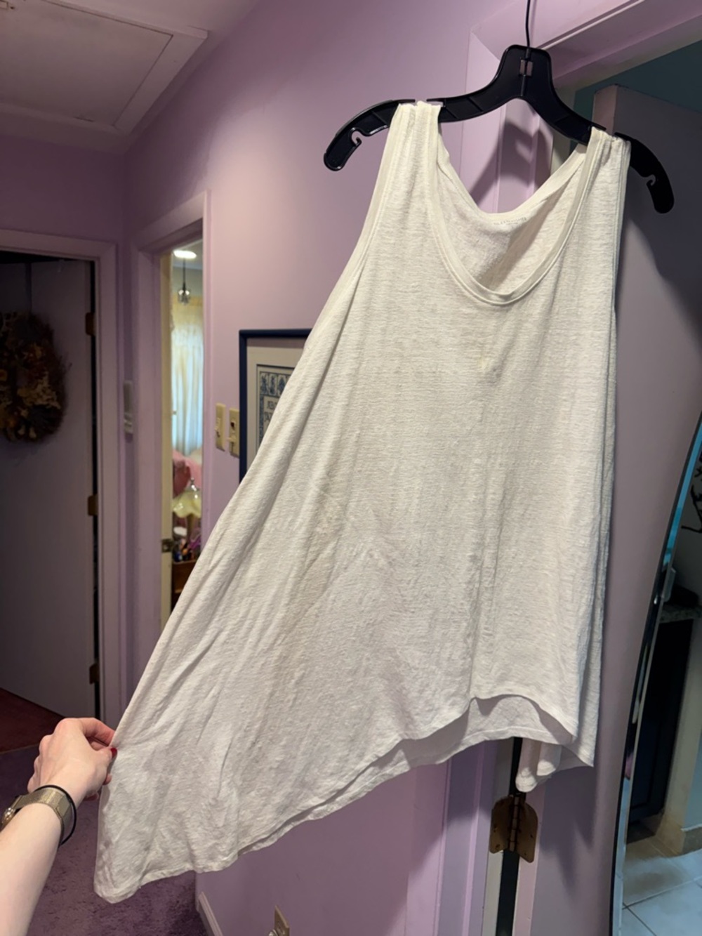 Eileen Fisher Size L White Relaxed A-Line Tank Top